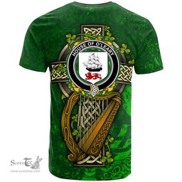 ScotsTee Shop Irish House of O LEARY Coat of Arms Irish Family Crest T Shirt Irish Shamrock Celtic Cross and Harp T Shirt