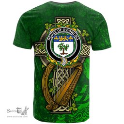 ScotsTee Shop Irish House of O DOWLING Coat of Arms Irish Family Crest T Shirt Irish Shamrock Celtic Cross and Harp T Shirt