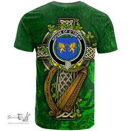 ScotsTee Shop Irish House of O TREHY Troy Coat of Arms Irish Family Crest T Shirt Irish Shamrock Celtic Cross and Harp T Shirt