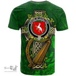 ScotsTee Shop Irish House of O FALLON Coat of Arms Irish Family Crest T Shirt Irish Shamrock Celtic Cross and Harp T Shirt