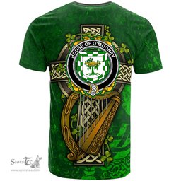 ScotsTee Shop Irish House of O MOONEY Coat of Arms Irish Family Crest T Shirt Irish Shamrock Celtic Cross and Harp T Shirt