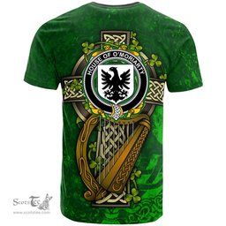 ScotsTee Shop Irish House of O MORIARTY Coat of Arms Irish Family Crest T Shirt Irish Shamrock Celtic Cross and Harp T Shirt