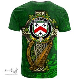 ScotsTee Shop Irish House of WALSH Coat of Arms Irish Family Crest T Shirt Irish Shamrock Celtic Cross and Harp T Shirt