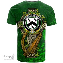 ScotsTee Shop Irish House of O KIRWAN Coat of Arms Irish Family Crest T Shirt Irish Shamrock Celtic Cross and Harp T Shirt