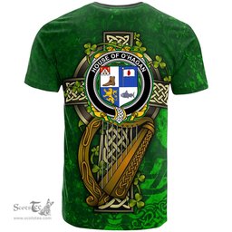 ScotsTee Shop Irish House of O HAGAN Coat of Arms Irish Family Crest T Shirt Irish Shamrock Celtic Cross and Harp T Shirt
