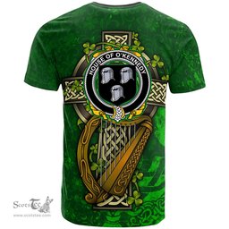 ScotsTee Shop Irish House of O KENNEDY Coat of Arms Irish Family Crest T Shirt Irish Shamrock Celtic Cross and Harp T Shirt