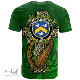 ScotsTee Shop Irish House of O MORONEY Coat of Arms Irish Family Crest T Shirt Irish Shamrock Celtic Cross and Harp T Shirt