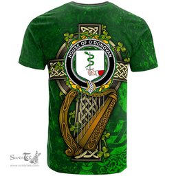 ScotsTee Shop Irish House of O DONOVAN Coat of Arms Irish Family Crest T Shirt Irish Shamrock Celtic Cross and Harp T Shirt