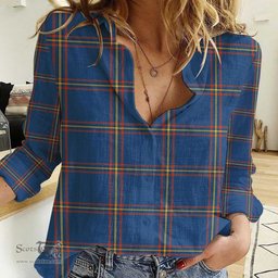 ScotsTee Shop Scottish MacLaine of Loch Buie Clan Tartan Women Casual Shirt - Classic