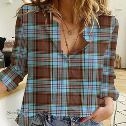 ScotsTee Shop Scottish Anderson Ancient Clan Tartan Women Casual Shirt - Classic