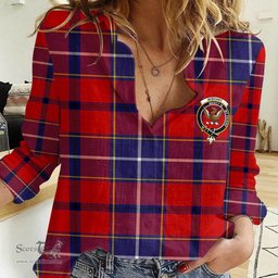 ScotsTee Shop Scottish Wishart Dress Clan Tartan Women Casual Shirt - Crest Classic