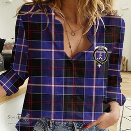 ScotsTee Shop Scottish Dunlop Modern Clan Tartan Women Casual Shirt - Crest Classic