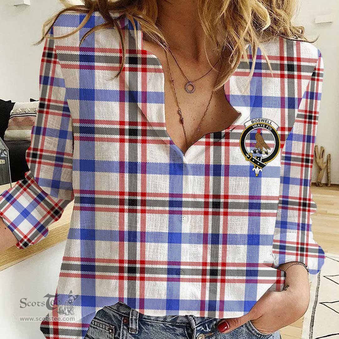 ScotsTee Shop Scottish Boswell Modern Clan Tartan Women Casual Shirt - Crest Classic