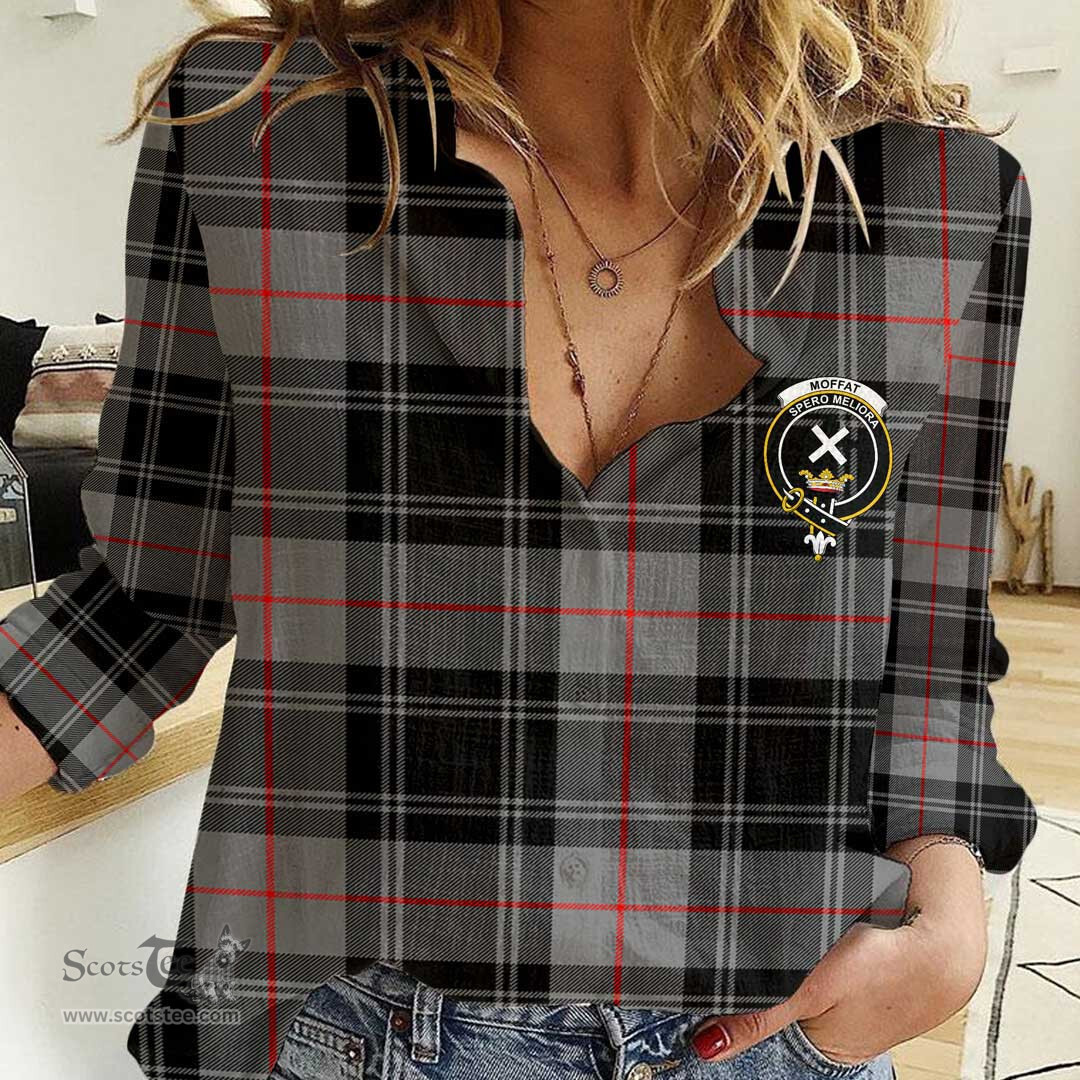 ScotsTee Shop Scottish Moffat Modern Clan Tartan Women Casual Shirt - Crest Classic