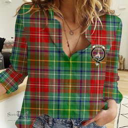 ScotsTee Shop Scottish Muirhead Clan Tartan Women Casual Shirt - Crest Classic