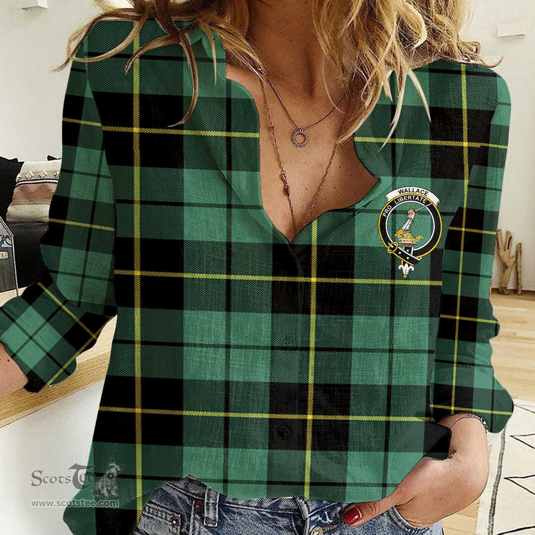 ScotsTee Shop Scottish Wallace Hunting Ancient Clan Tartan Women Casual Shirt - Crest Classic