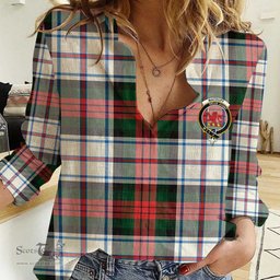 ScotsTee Shop Scottish MacDuff Dress Modern Clan Tartan Women Casual Shirt - Crest Classic