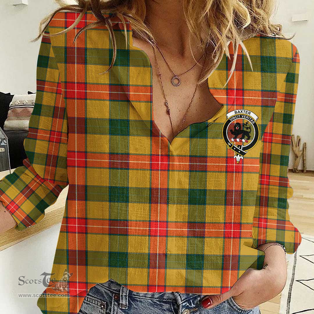 ScotsTee Shop Scottish Baxter Modern Clan Tartan Women Casual Shirt - Crest Classic