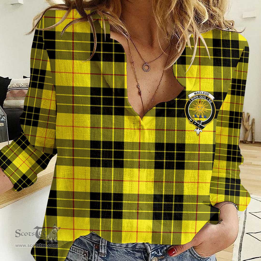 ScotsTee Shop Scottish MacLeod of Lewis Modern Clan Tartan Women Casual Shirt - Crest Classic