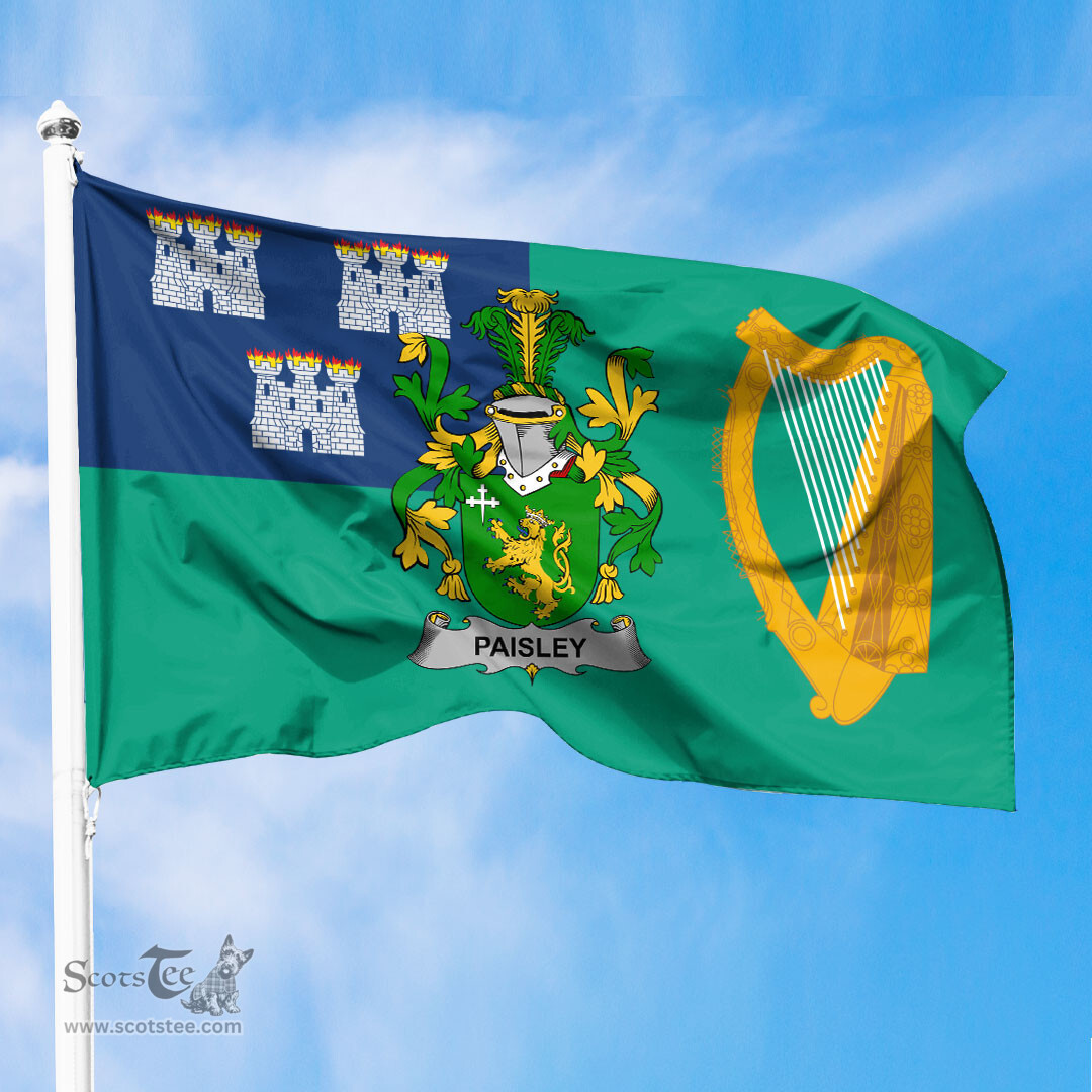 ScotsTee Shop Irish Paisley Coat of Arms Irish Family Crest Flag of Dublin City Flag