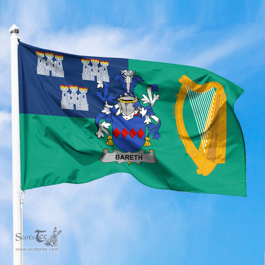 ScotsTee Shop Irish Bareth Coat of Arms Irish Family Crest Flag of Dublin City Flag