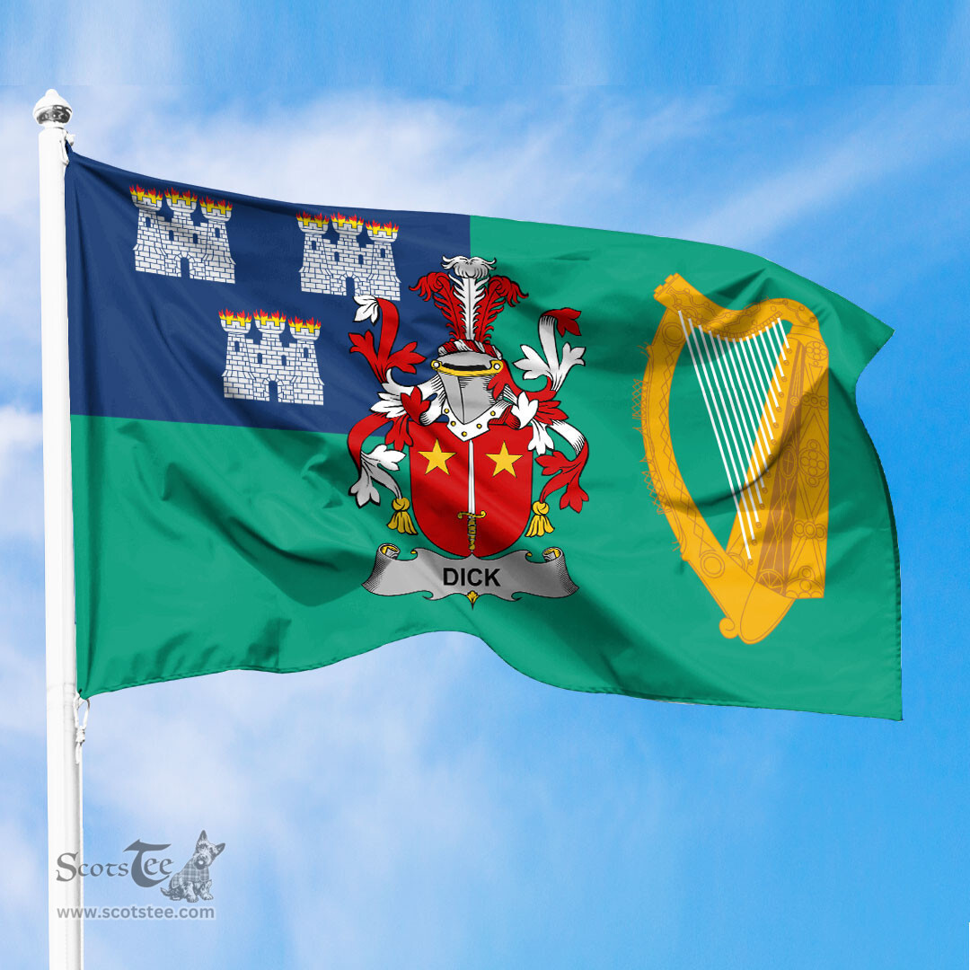 ScotsTee Shop Irish Dick Coat of Arms Irish Family Crest Flag of Dublin City Flag