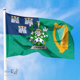 ScotsTee Shop Irish Colinson Coat of Arms Irish Family Crest Flag of Dublin City Flag