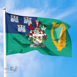 ScotsTee Shop Irish Collins Coat of Arms Irish Family Crest Flag of Dublin City Flag