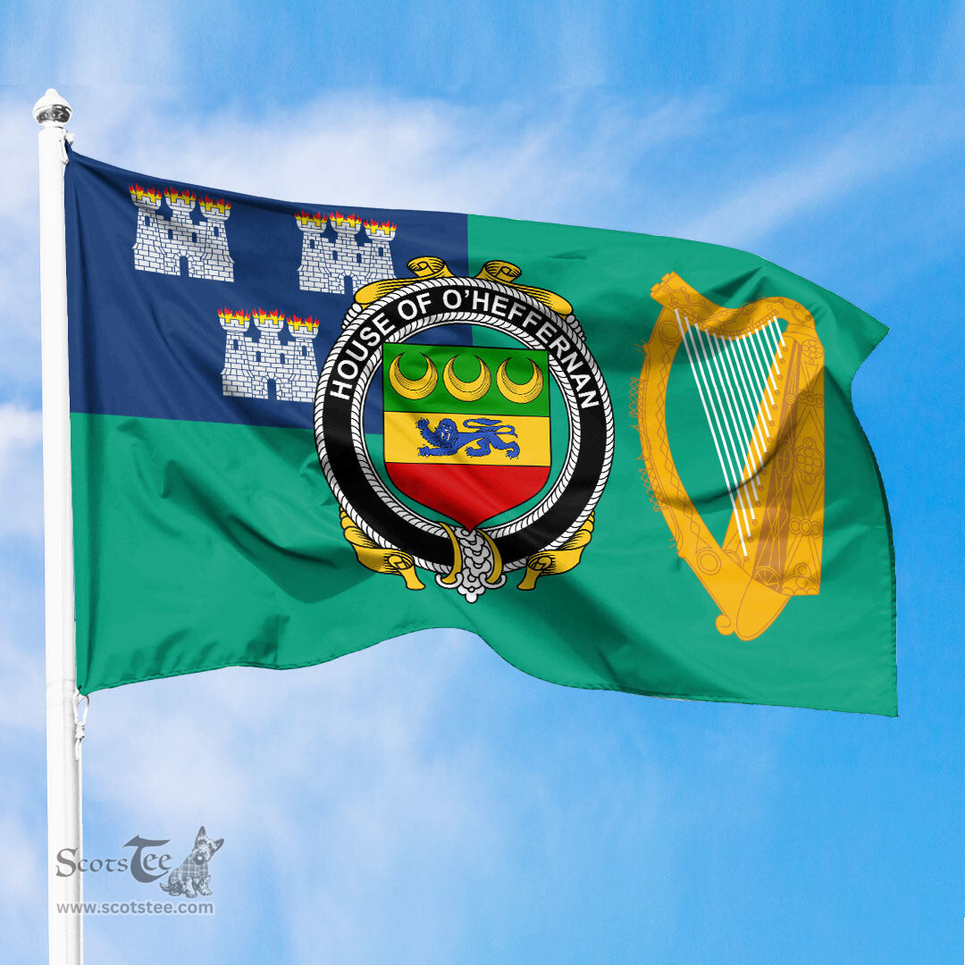 ScotsTee Shop Irish House of O HEFFERNAN Coat of Arms Irish Family Crest Flag of Dublin City Flag