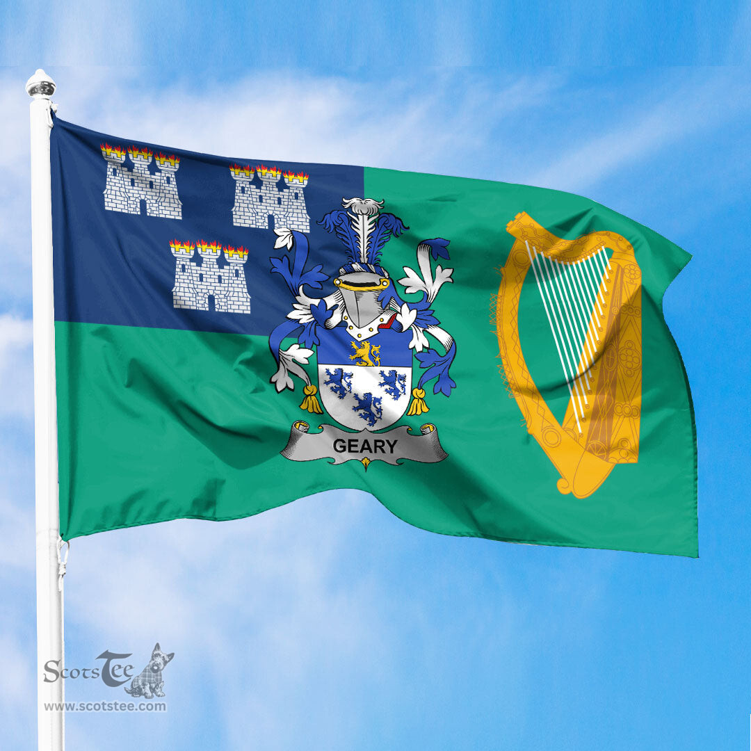 ScotsTee Shop Irish Geary or O Geary Coat of Arms Irish Family Crest Flag of Dublin City Flag