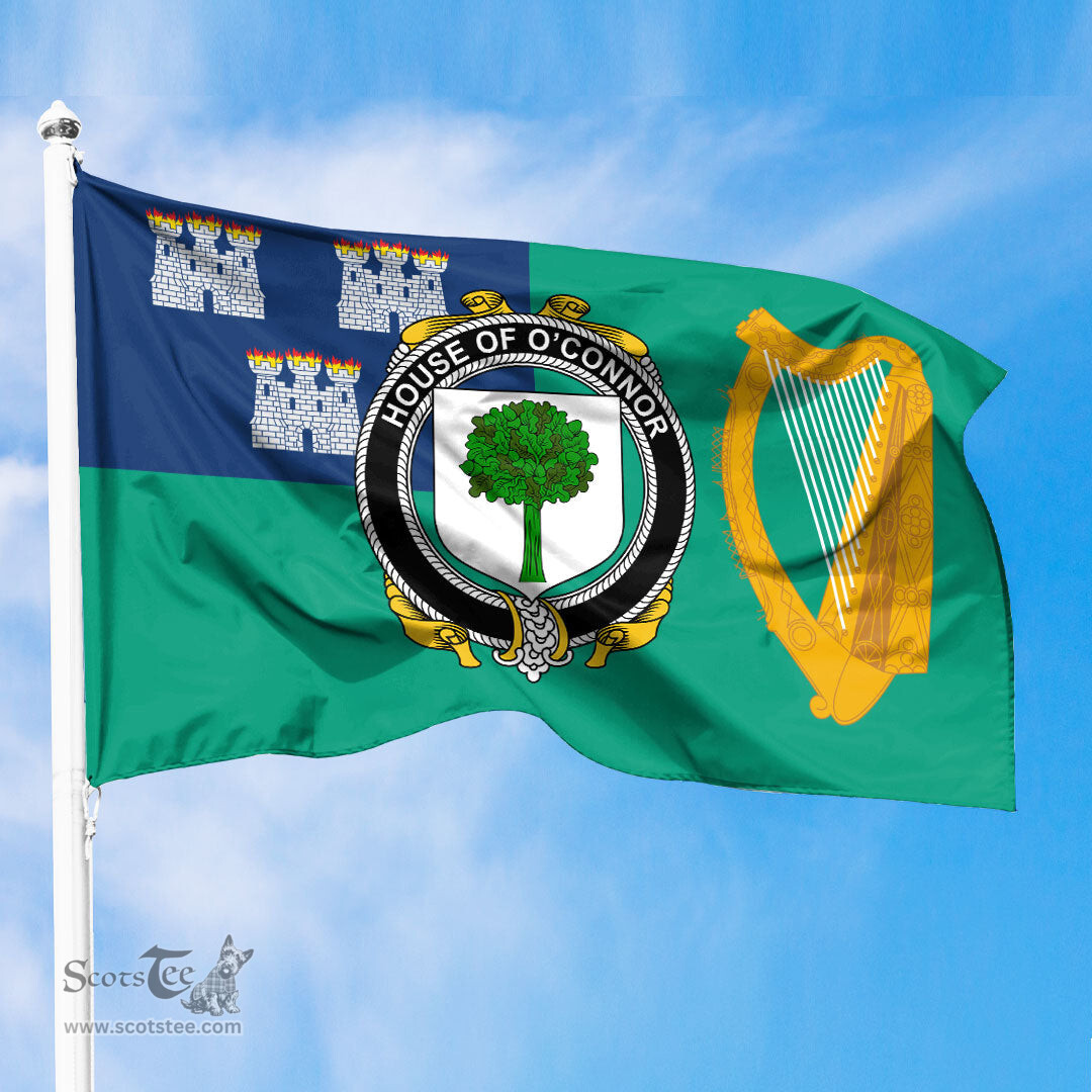 ScotsTee Shop Irish House of O CONNOR Don Coat of Arms Irish Family Crest Flag of Dublin City Flag