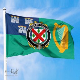 ScotsTee Shop Irish House of KEATING Coat of Arms Irish Family Crest Flag of Dublin City Flag