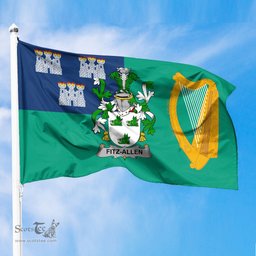 ScotsTee Shop Irish Fitz Allen Coat of Arms Irish Family Crest Flag of Dublin City Flag