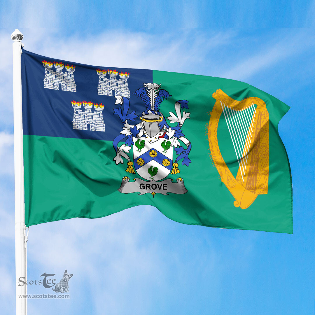ScotsTee Shop Irish Grove Coat of Arms Irish Family Crest Flag of Dublin City Flag