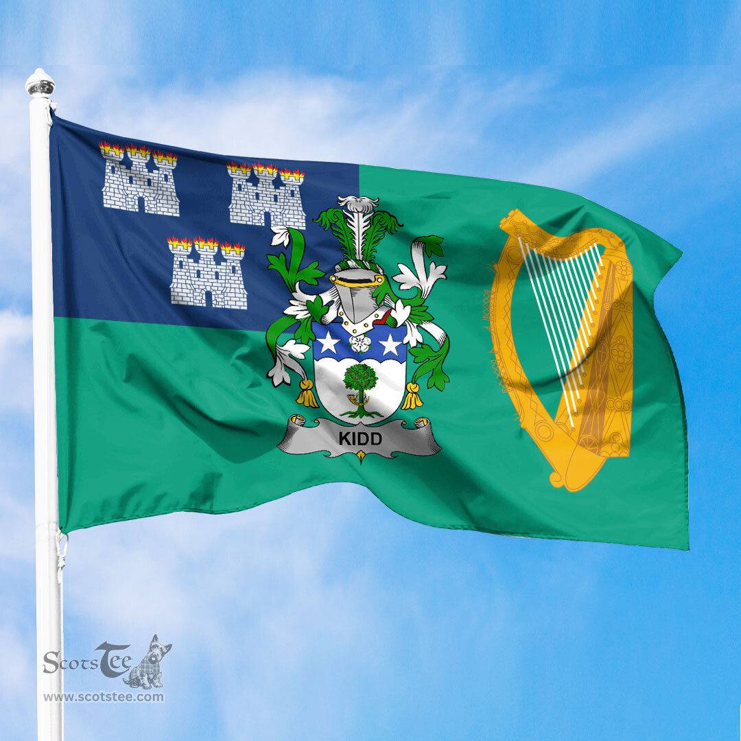 ScotsTee Shop Irish Kidd Coat of Arms Irish Family Crest Flag of Dublin City Flag