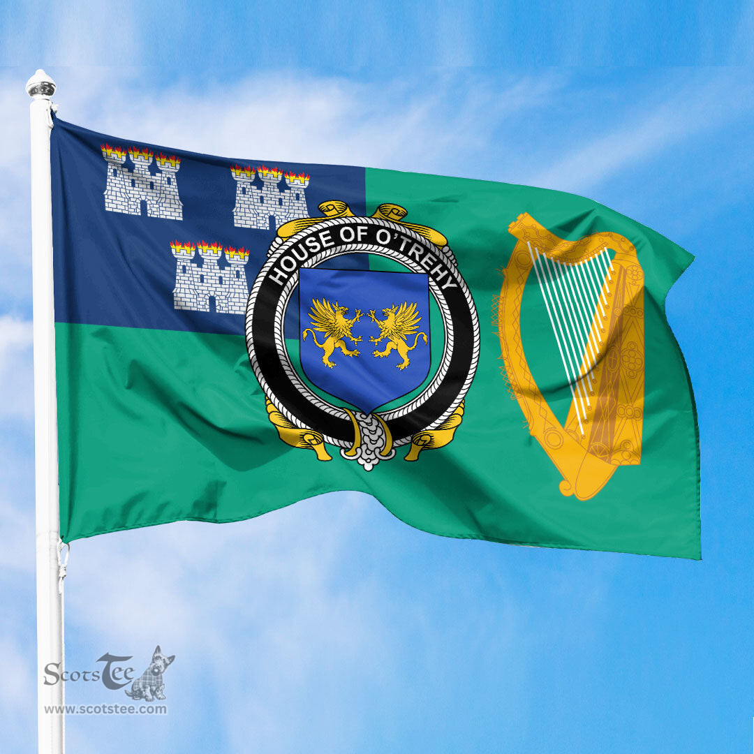 ScotsTee Shop Irish House of O TREHY Troy Coat of Arms Irish Family Crest Flag of Dublin City Flag