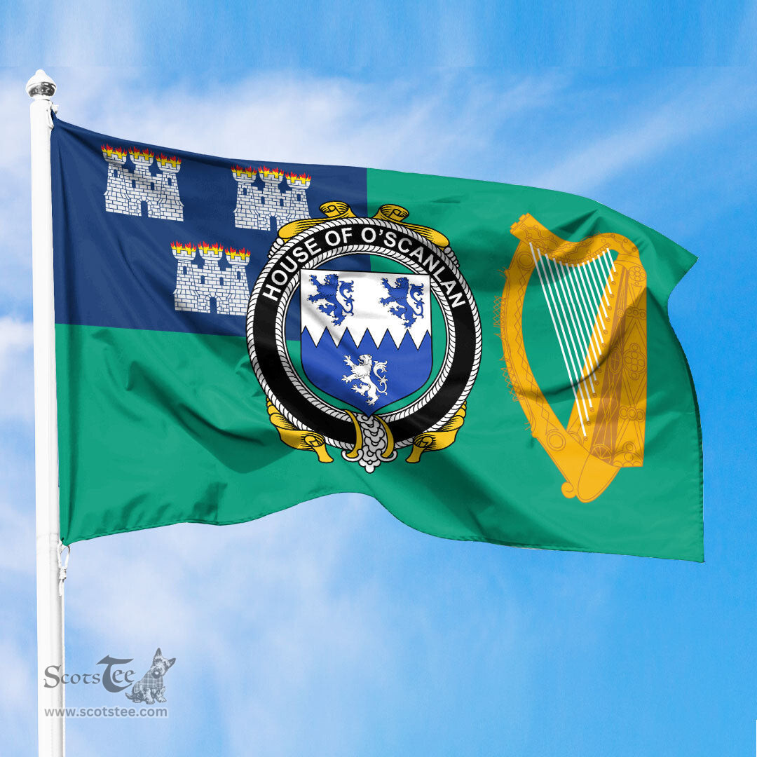 ScotsTee Shop Irish House of O SCANLAN Munster Coat of Arms Irish Family Crest Flag of Dublin City Flag