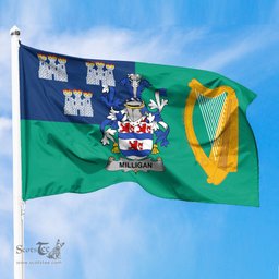 ScotsTee Shop Irish Milligan Coat of Arms Irish Family Crest Flag of Dublin City Flag
