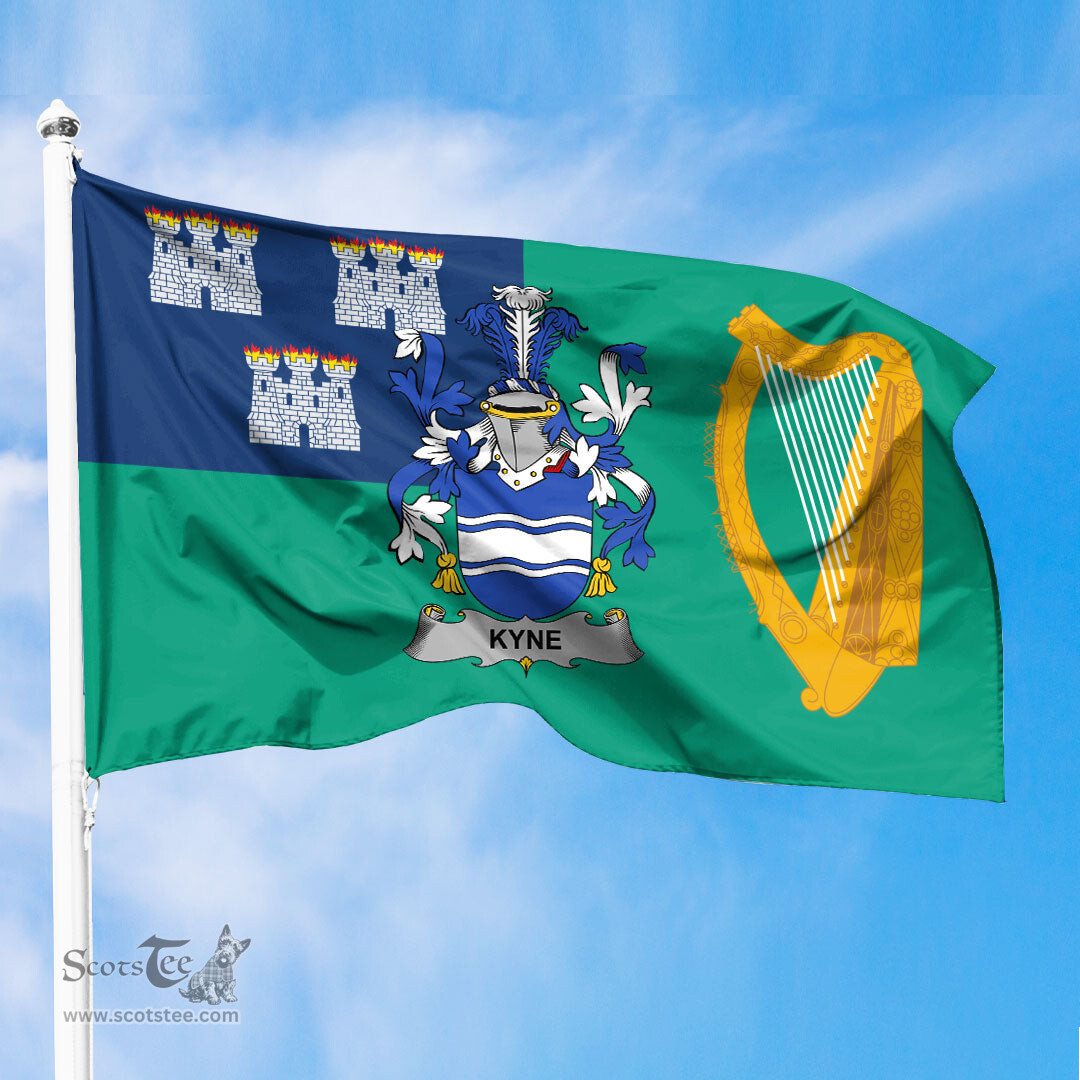 ScotsTee Shop Irish Kyne or O Kyne Coat of Arms Irish Family Crest Flag of Dublin City Flag