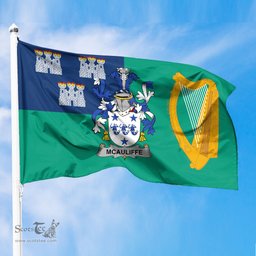 ScotsTee Shop Irish McAuliffe Coat of Arms Irish Family Crest Flag of Dublin City Flag