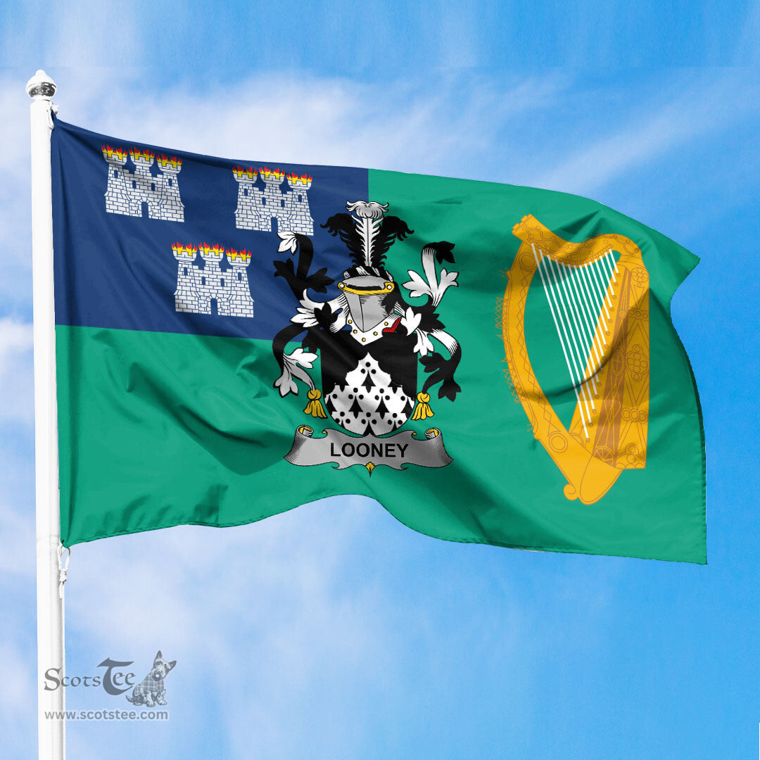 ScotsTee Shop Irish Looney or O Lunney Coat of Arms Irish Family Crest Flag of Dublin City Flag
