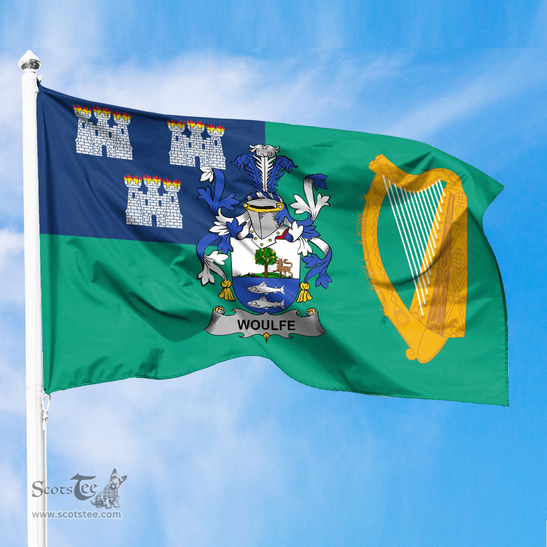 ScotsTee Shop Irish Woulfe Coat of Arms Irish Family Crest Flag of Dublin City Flag