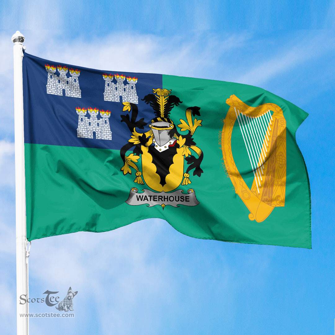 ScotsTee Shop Irish Waterhouse Coat of Arms Irish Family Crest Flag of Dublin City Flag