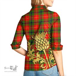 ScotsTee Shop Scottish Turnbull Dress Clan Tartan Women Casual Shirt - Golden Thistle Style