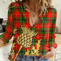 ScotsTee Shop Scottish Turnbull Dress Clan Tartan Women Casual Shirt - Golden Thistle Style