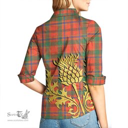 ScotsTee Shop Scottish Munro Ancient Clan Tartan Women Casual Shirt - Golden Thistle Style