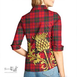 ScotsTee Shop Scottish Drummond Modern Clan Tartan Women Casual Shirt - Golden Thistle Style