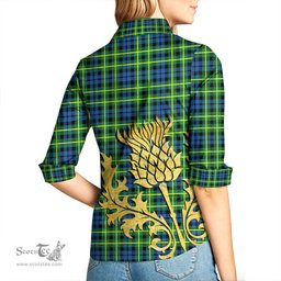 ScotsTee Shop Scottish Campbell of Breadalbane Ancient Clan Tartan Women Casual Shirt - Golden Thistle Style