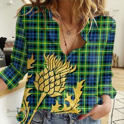 ScotsTee Shop Scottish Campbell of Breadalbane Ancient Clan Tartan Women Casual Shirt - Golden Thistle Style