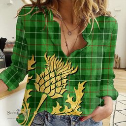 ScotsTee Shop Scottish Galloway District Clan Tartan Women Casual Shirt - Golden Thistle Style